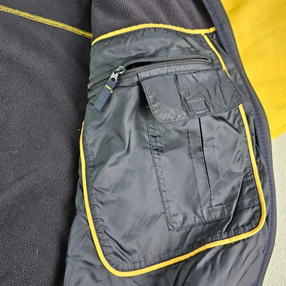 Lands' End Fleece Jacket Mens L Yellow Full Zip Mock Neck Outdoor‎ Casual
